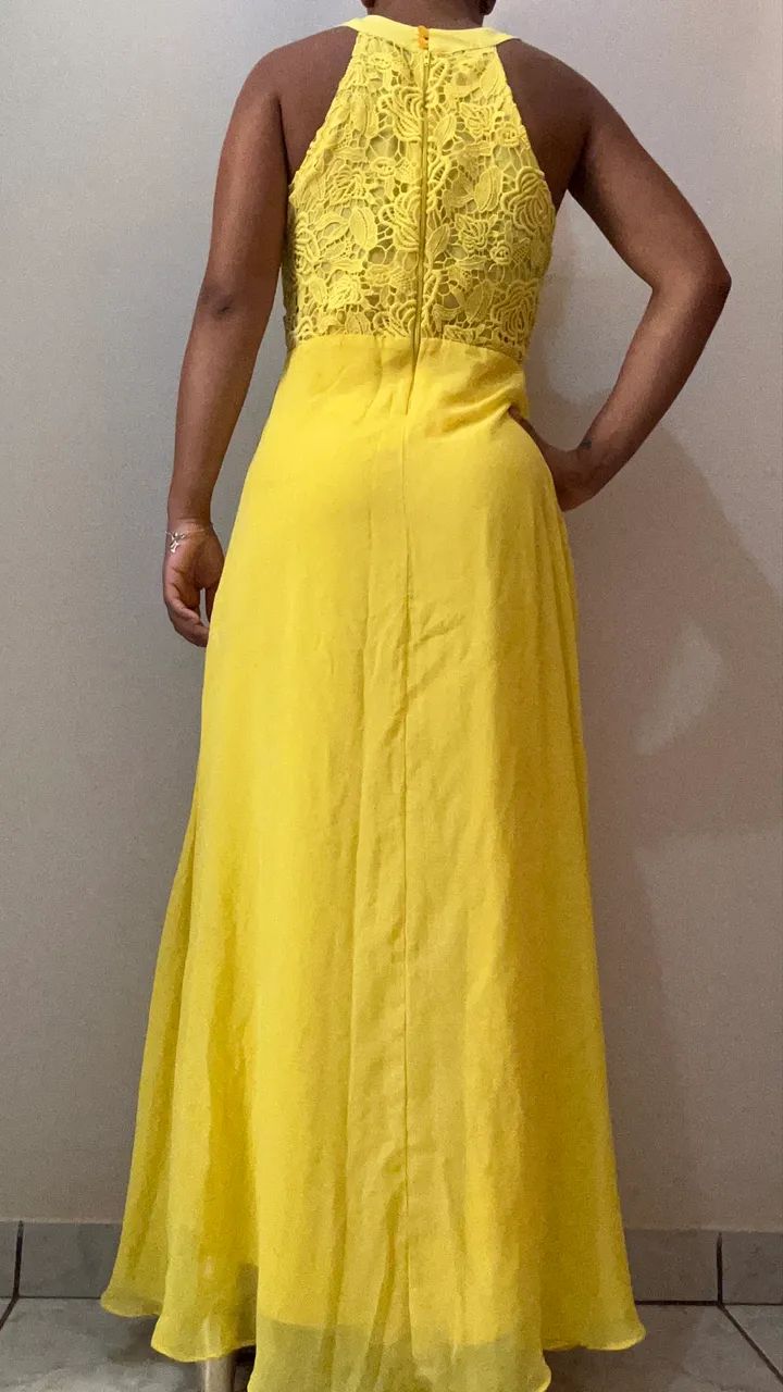 Vestido longo amarelo de festa - Foto 3
