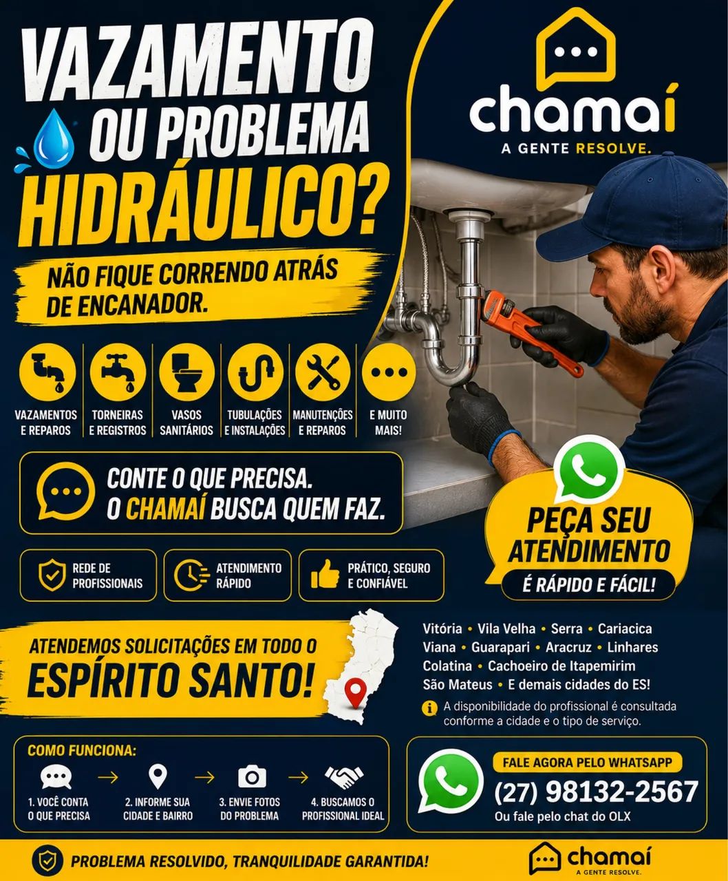 Encanador - Vazamentos, Torneiras, Vasos e Reparos