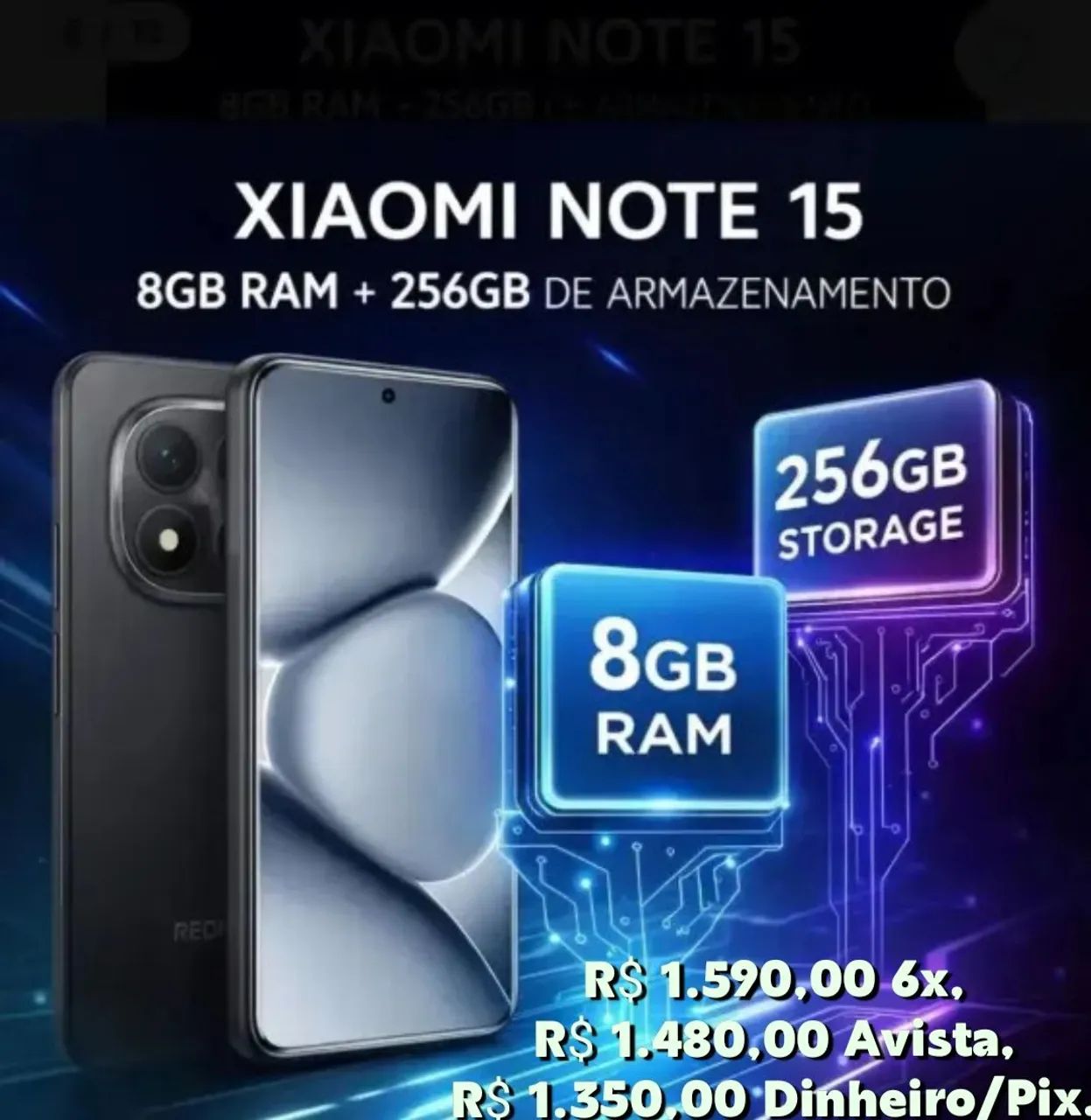 Celular Xiaomi Redmi Note 15 ( 8GB/256GB ). 