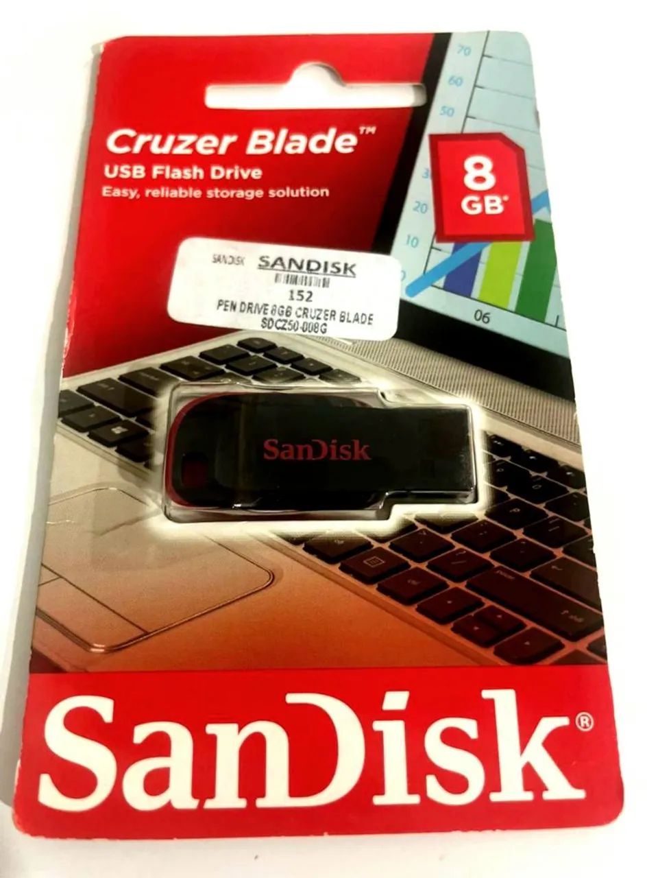 Pendrive SanDisk Cruzer Blade 8GB - Novo - Foto 2