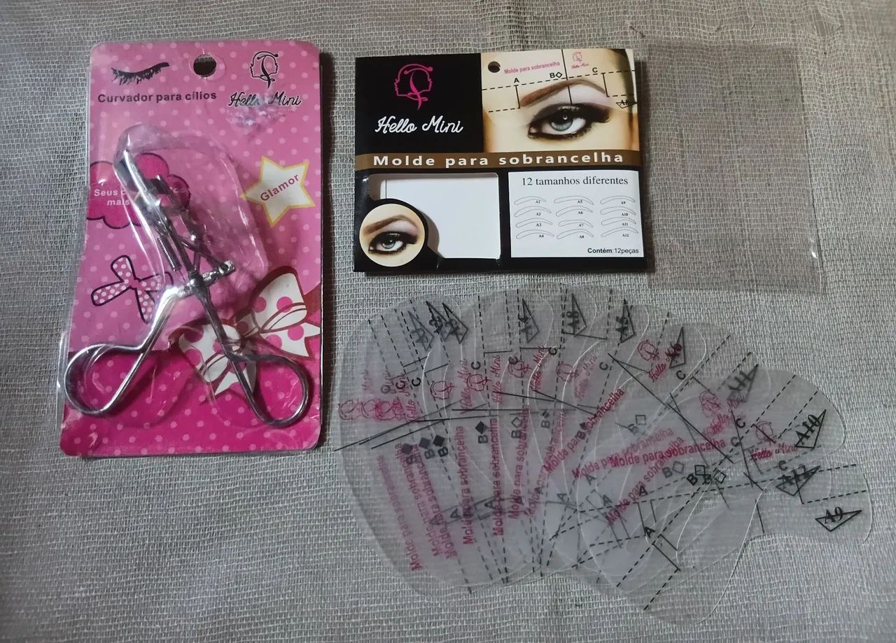 Kit necesser transparente e duas bolsas, curvador para cílios e Molde para Sobrancelhas. - Foto 5