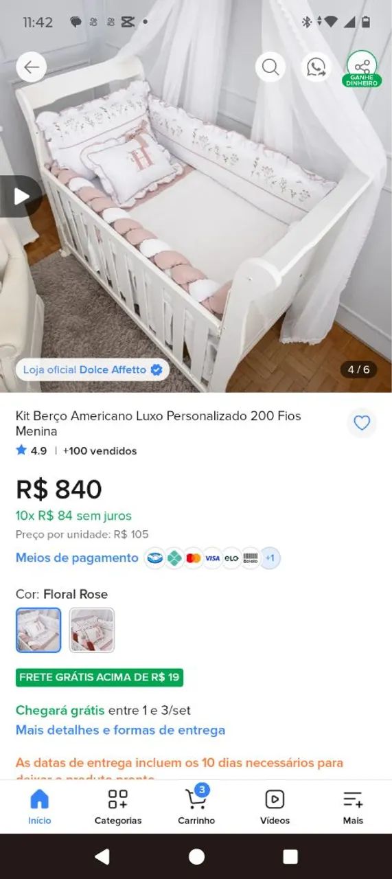 Kit berço menina 