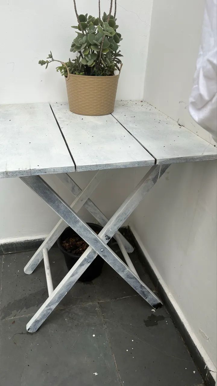 Mesa Dobrável Rústica Branca - Compacta e Estilosa - Foto 3
