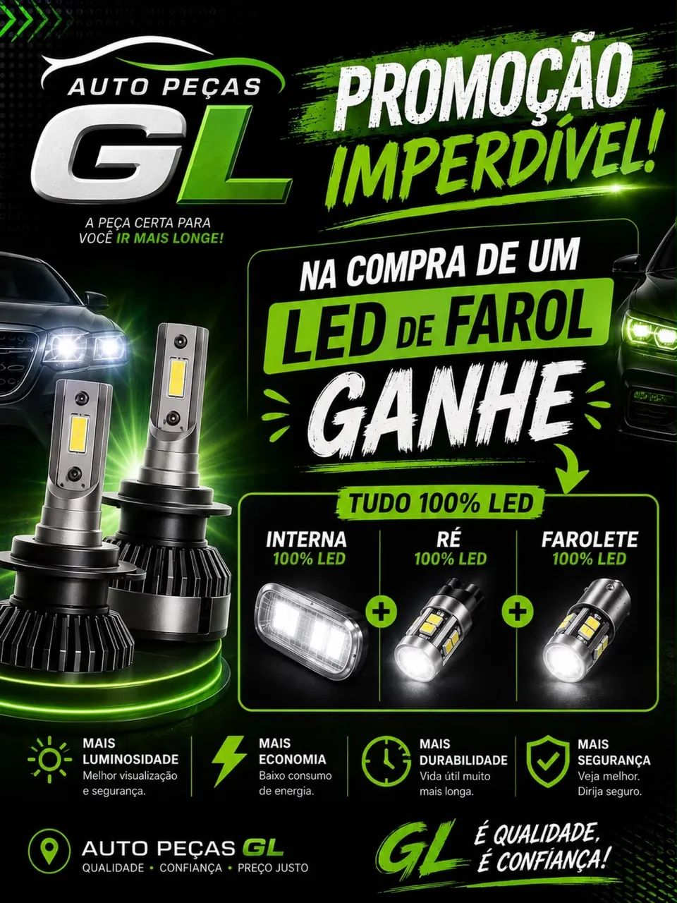 Lampada led de farol com brinde em leds com instalação 