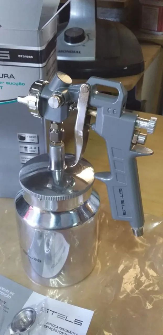 Pistola de pintura toda em alumínio nova 
