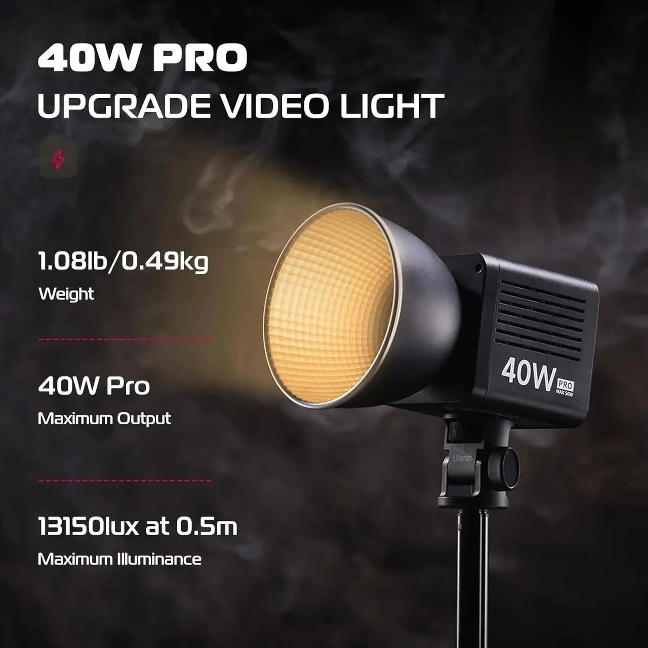 Ulanzi 40W PRO COBライト 本体 Ulanzi 40w Pro Cob Iluminação Contínua Led Sem Dc Fonte