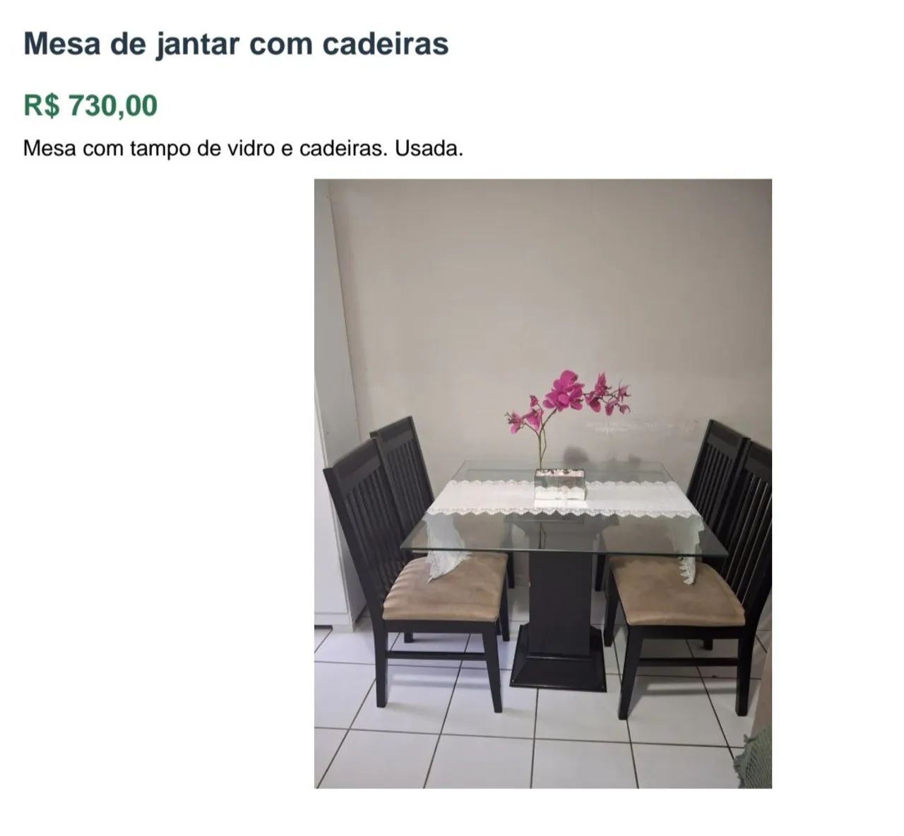 Mesa de Jantar com 4 cadeiras