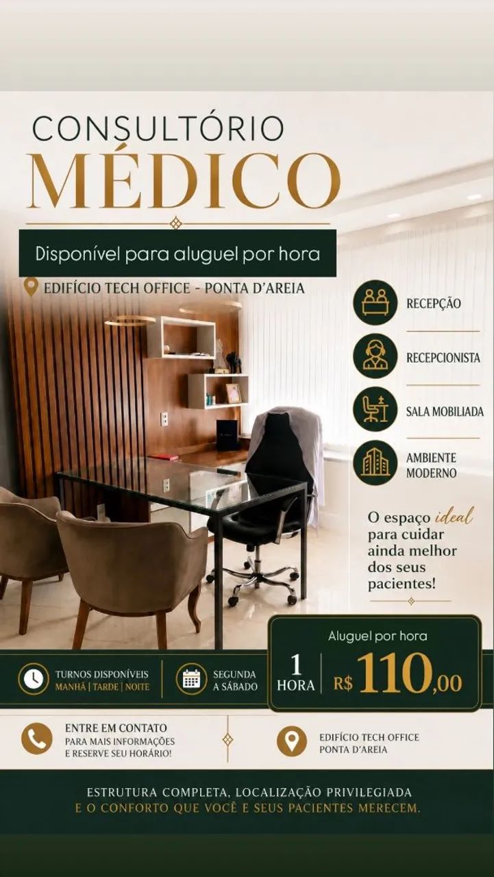 ALUGO CONSULTÓRIO R$110,00 POR HORA 