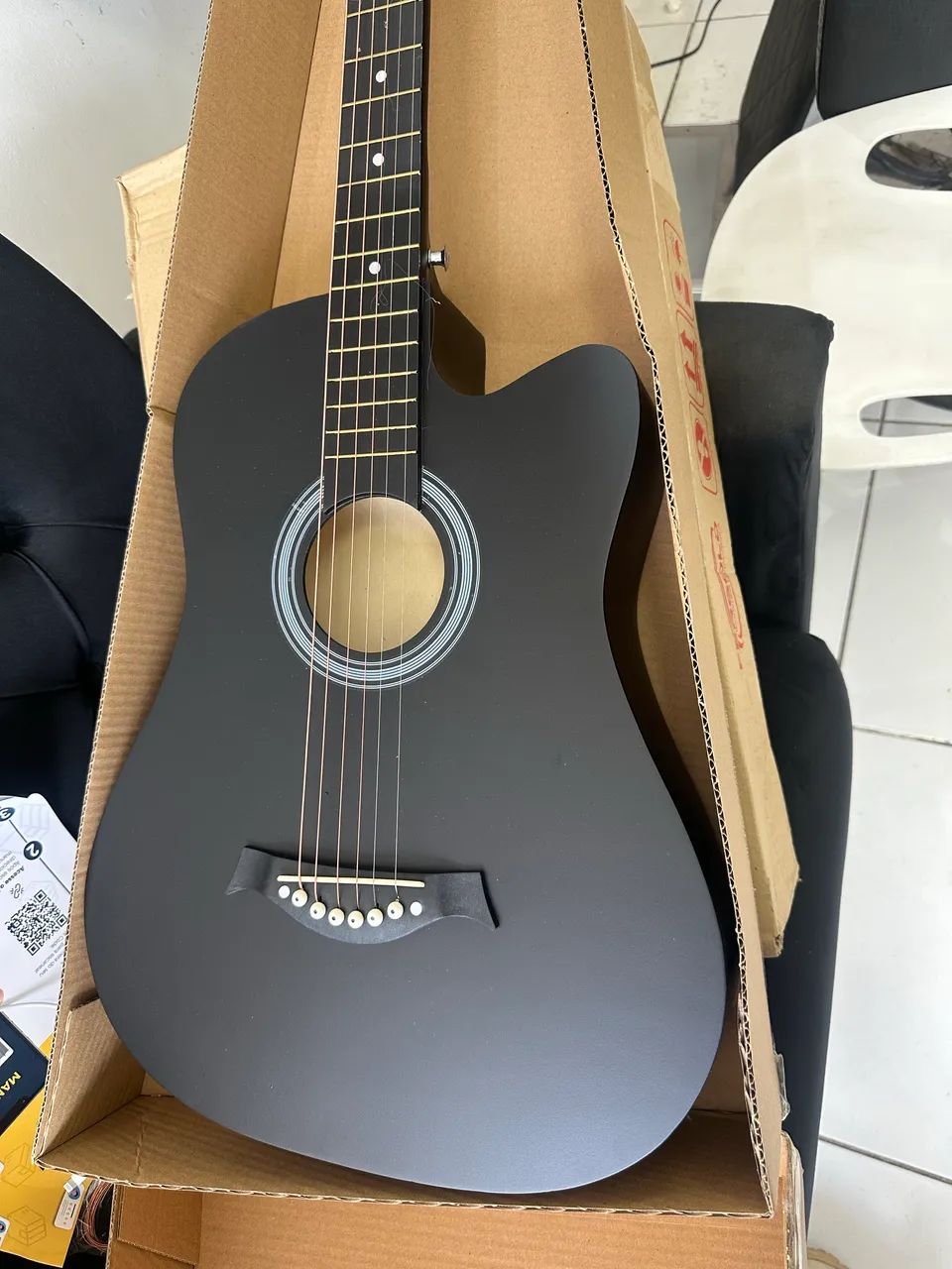Violão preto Folk  - Foto 4