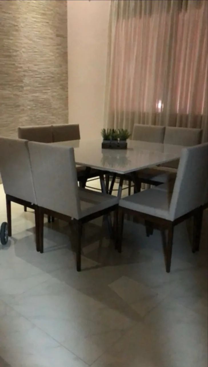 VENDO Mesa de jantar com 8 cadeiras - vidro branco - Foto 4
