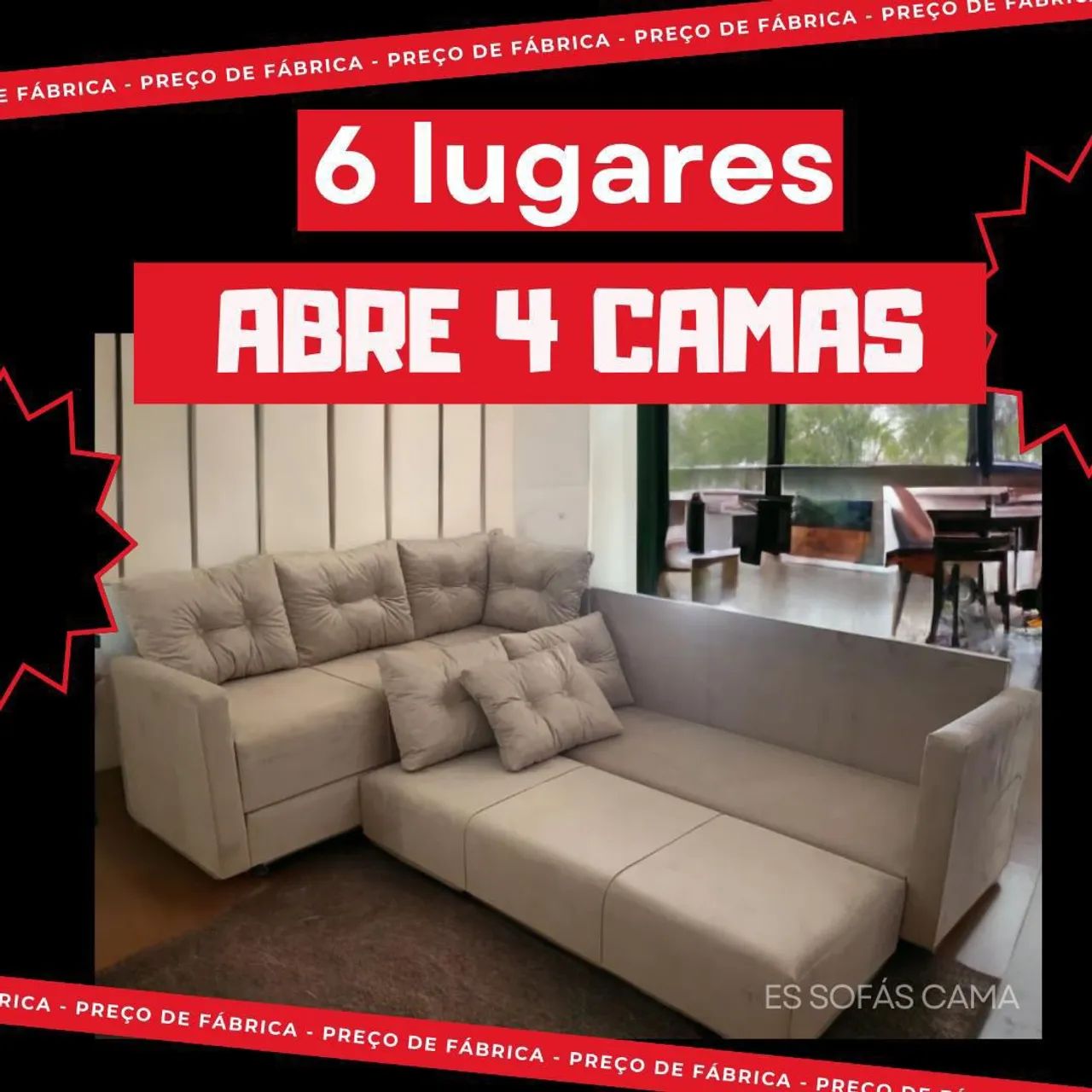 SOFÁ DE CANTO GRANDE, se Transforma 4 CAMAS! - Foto 4