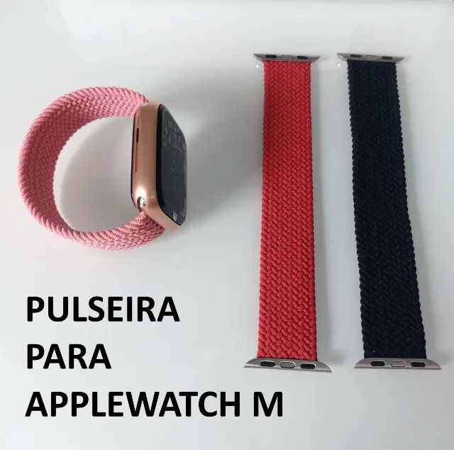 Pulseira para Watch Nylon Loop Solo Elástica 38/40 M - Preta Rosa ou Vermelha - Foto 4