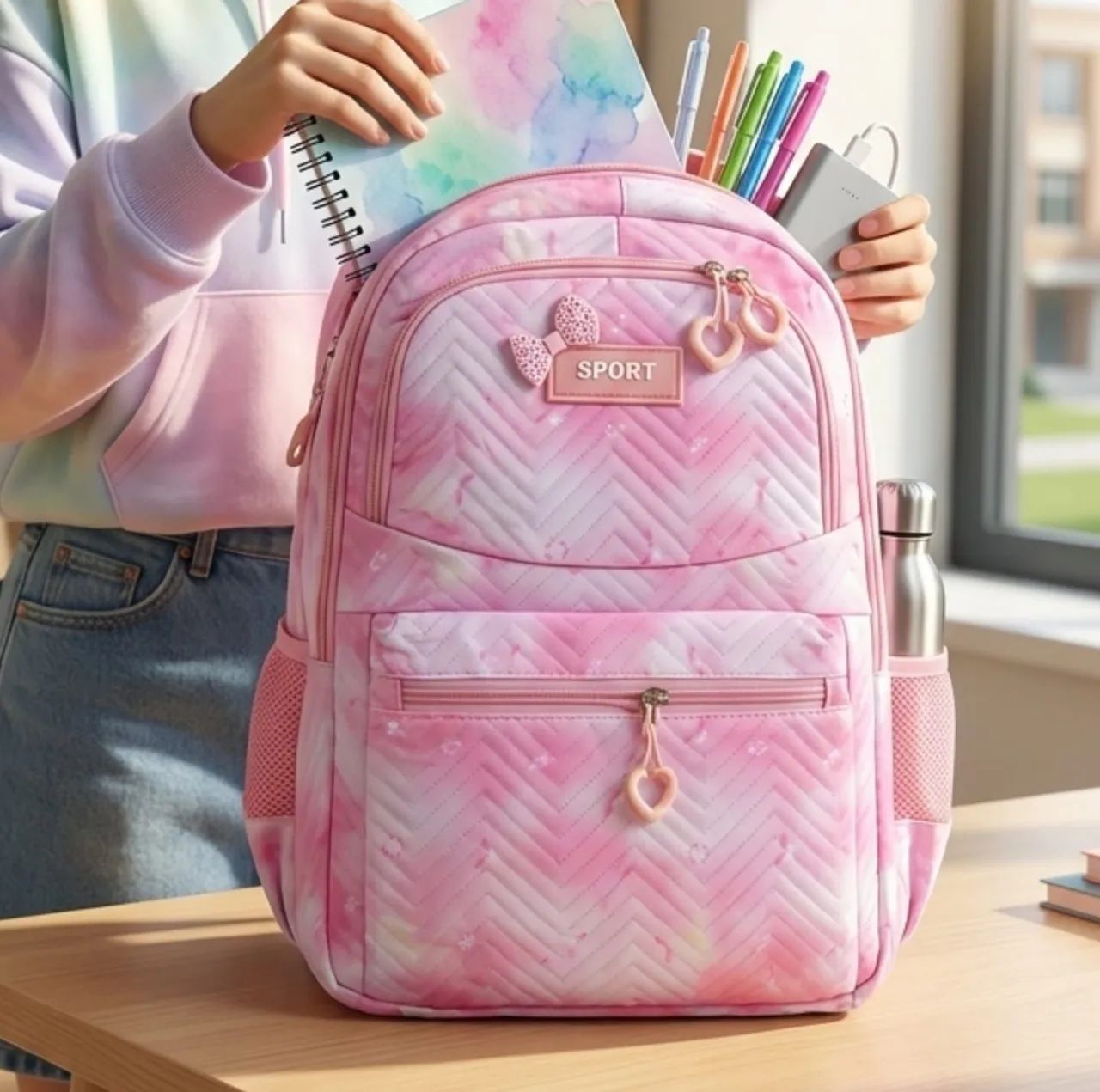 Mochila Juvenil Rosa  - Foto 3