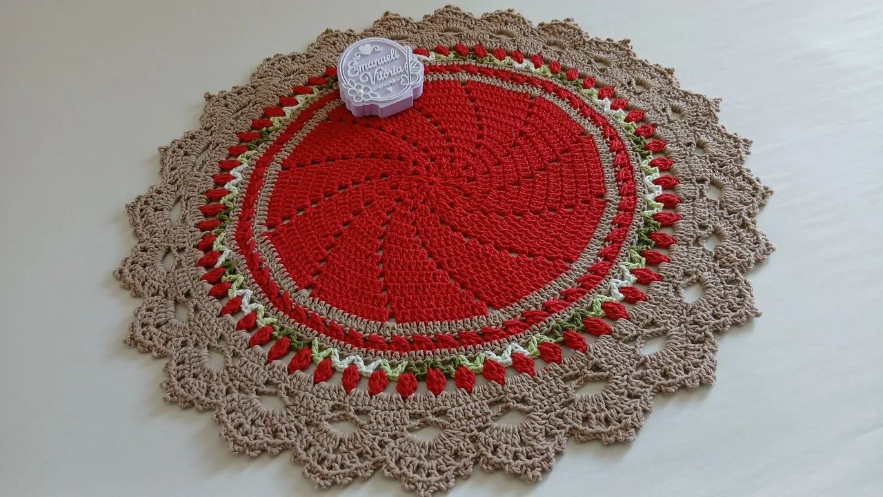 ? Centro de Mesa em Crochê Vermelho | Lindo e Artesanal ? - Foto 3