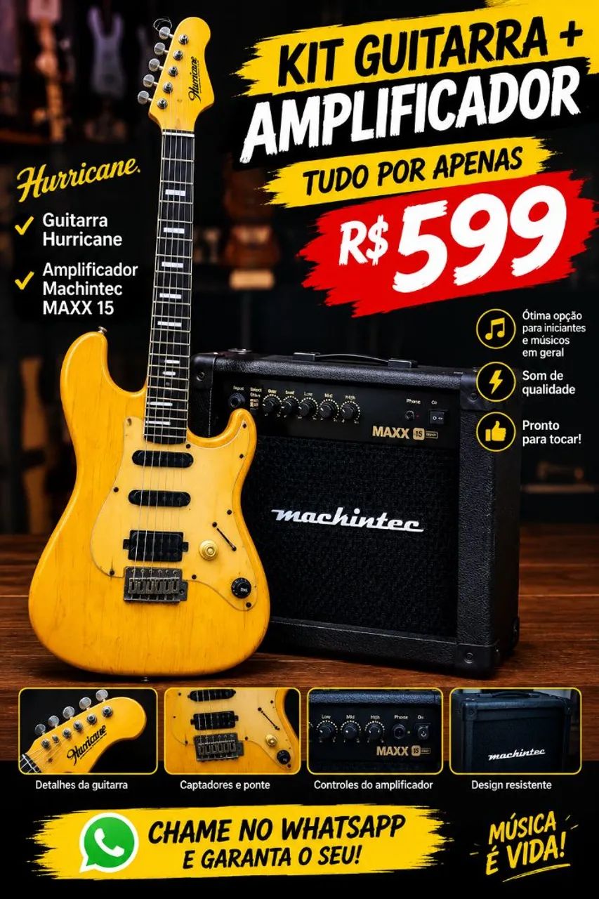 Kit guitarra e amplificador 