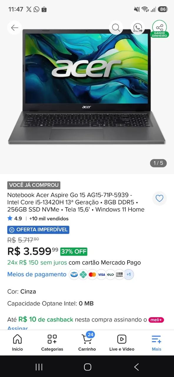 Notebook aspire go 15 - Foto 2