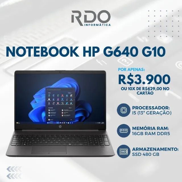 Notebook HP G640 G10 i5 13ª Ideal para Atendimento e Multitarefas