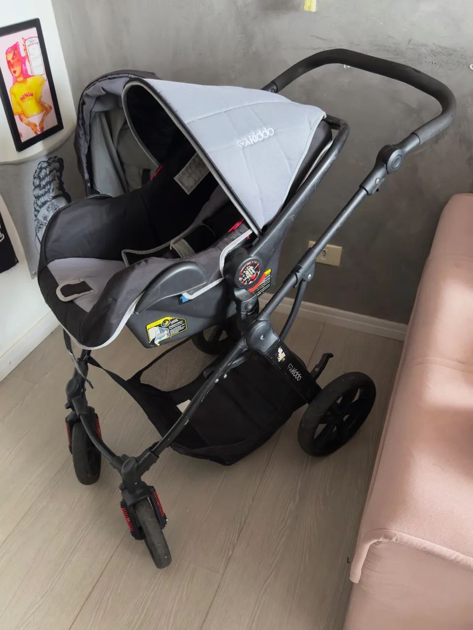 Carrinho de Bebê Kiddo Completo (Moisés + Bebê Conforto)  - Foto 5