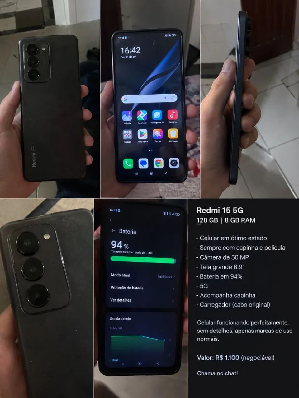 Redmi 15 5g,94%bateria ,256 gb
