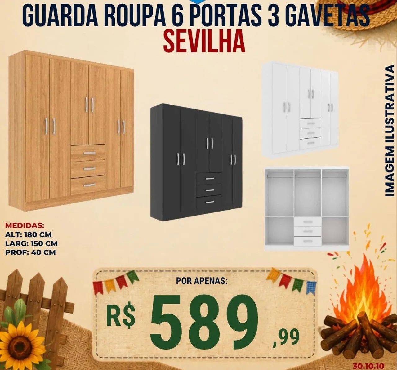 Guarda Roupa Sevilha 6 Portas 