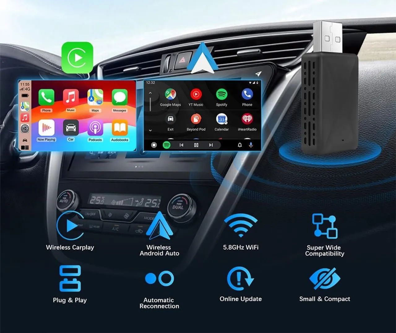 ADAPTADOR PARA CARPLAY OU ANDROID AUTO
