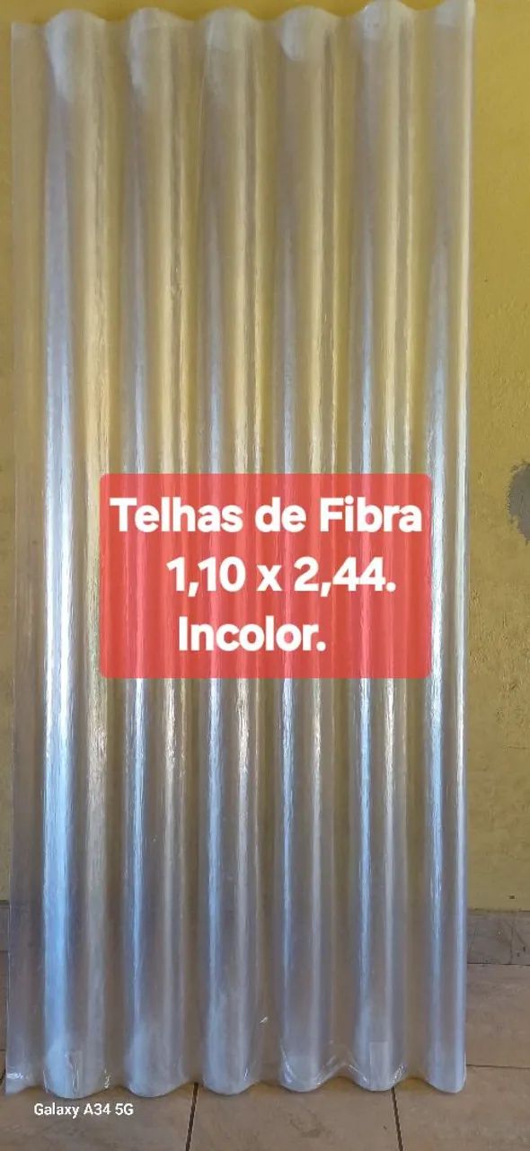 Telhas de fibra incolor Transparentes Tamanho 1,10x2,44 comprimento   - Foto 2
