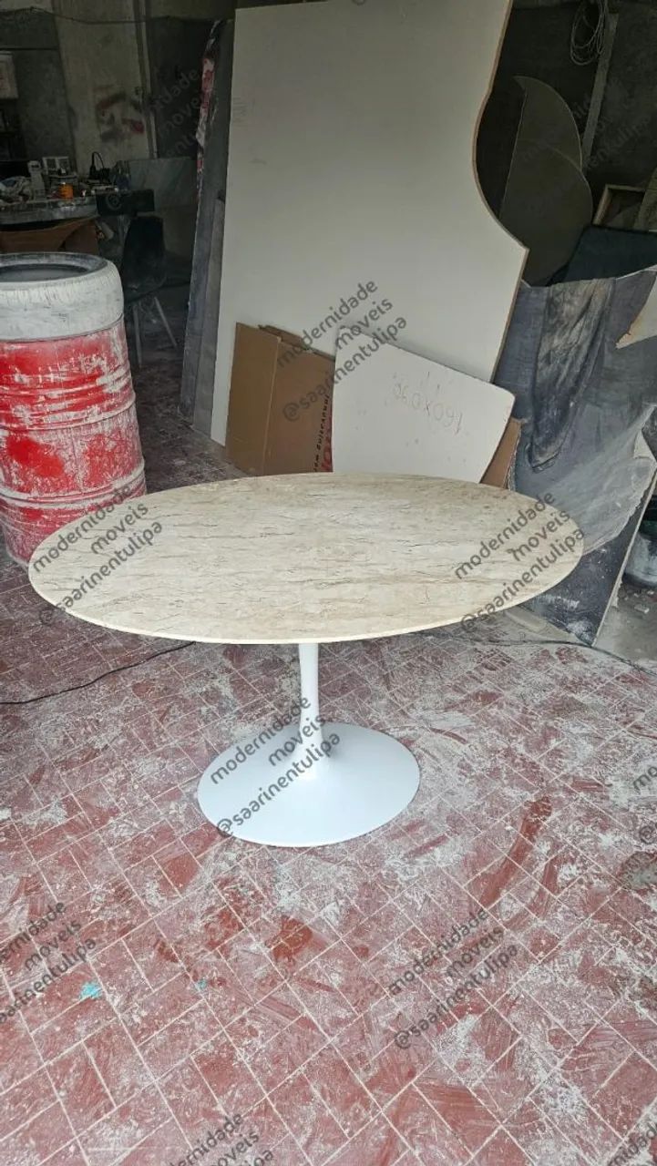 Mesa Base Jantar com tampo 140x080 travertino Bege Bahia - Foto 3