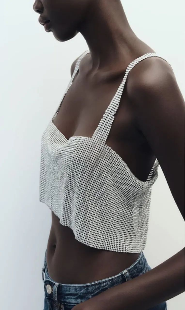 Blusa cropped Renner prata G
