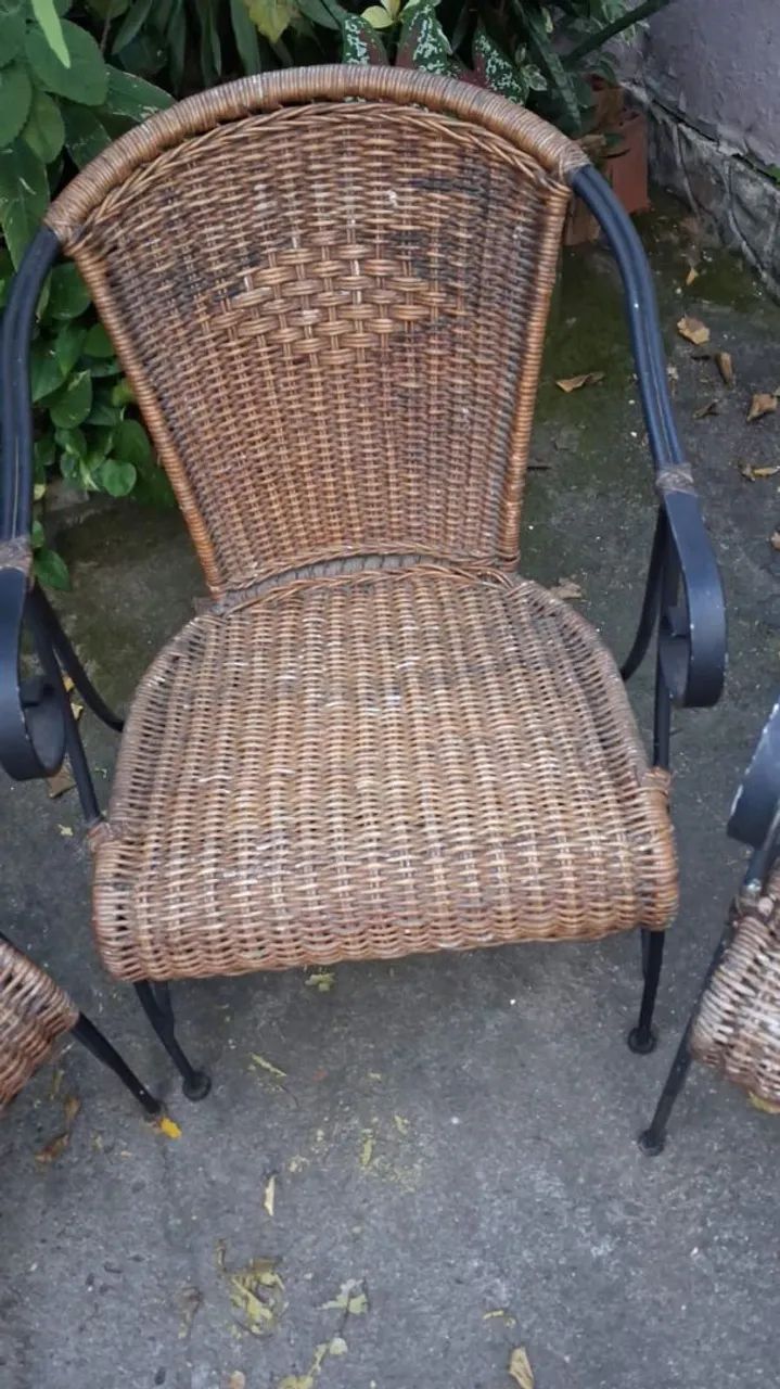 Conjunto de  Cadeiras de vime para varanda