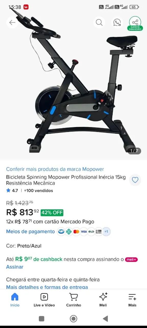 Bicicleta ergométrica Spinning Mopower. - Foto 5