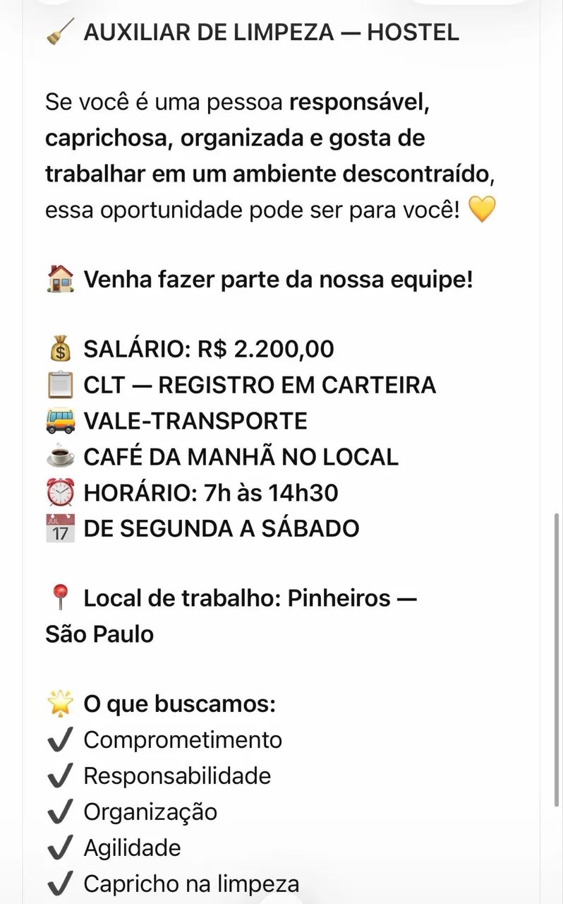 Auxiliar de Limpeza 2.200,00