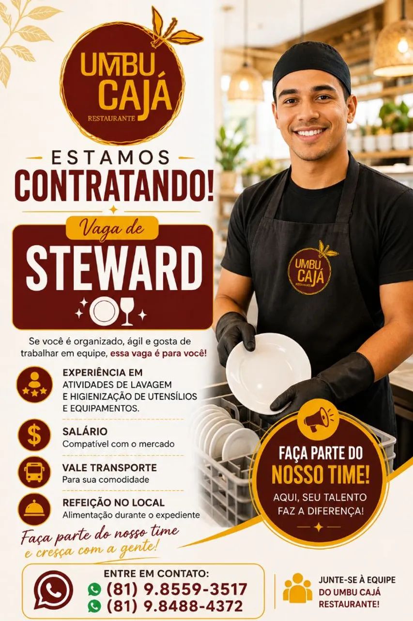 Vaga de Serviço Gerais! 