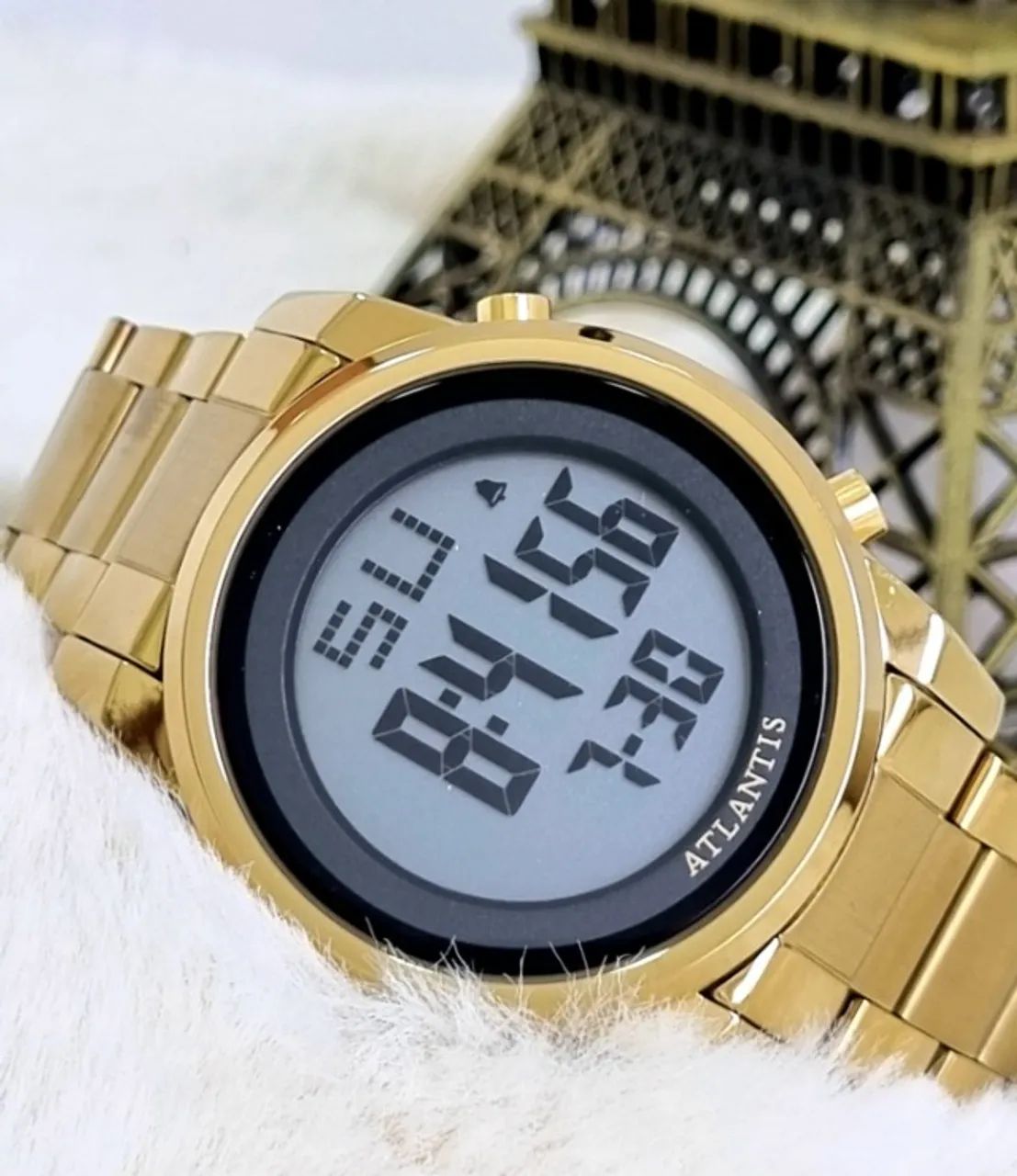 Relogio Digital com pulseira Aço Dourado - Relogio Atlantis G8061 - Foto 2