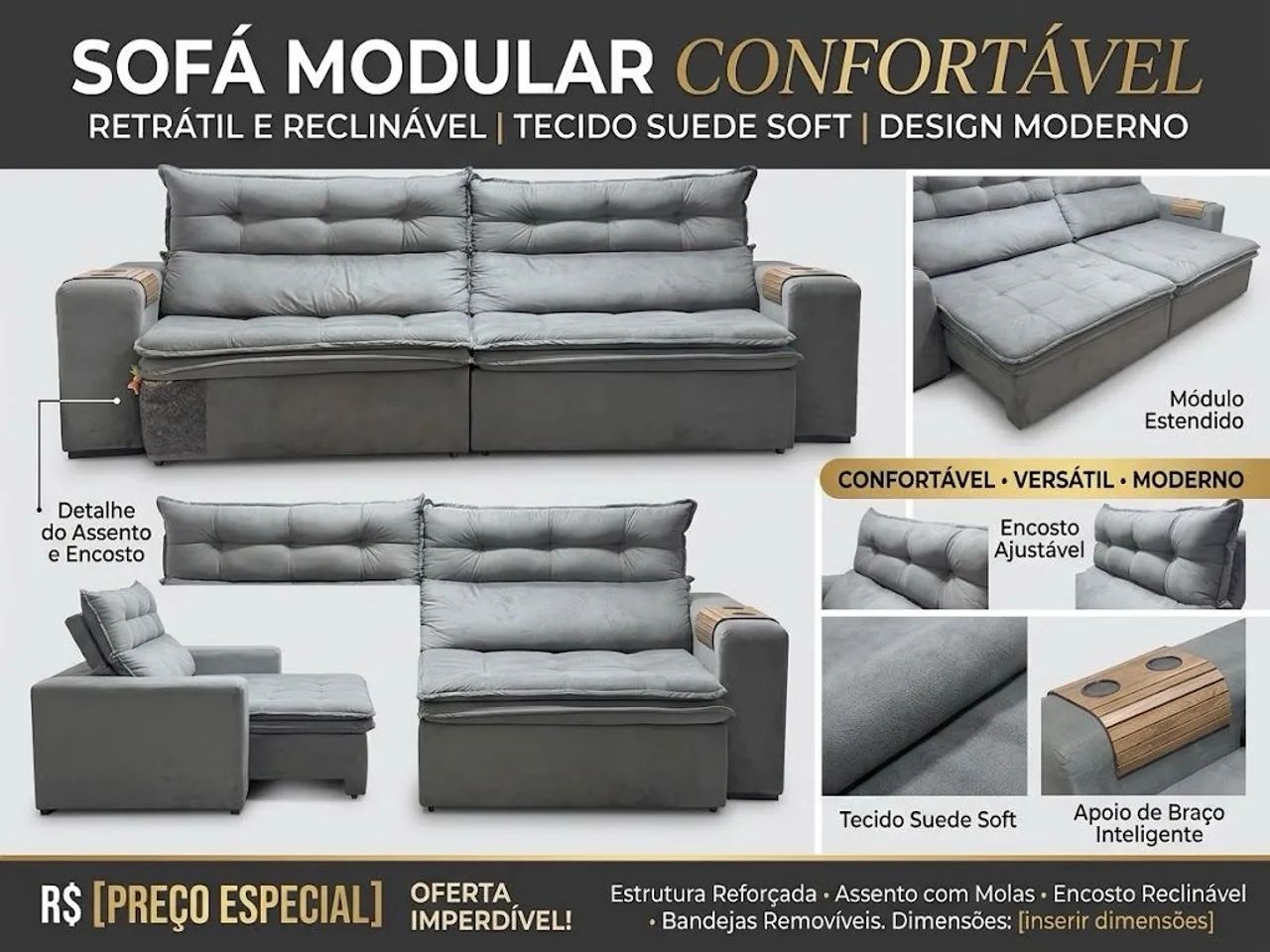 Sofá retrátil 2,90m - Foto 2