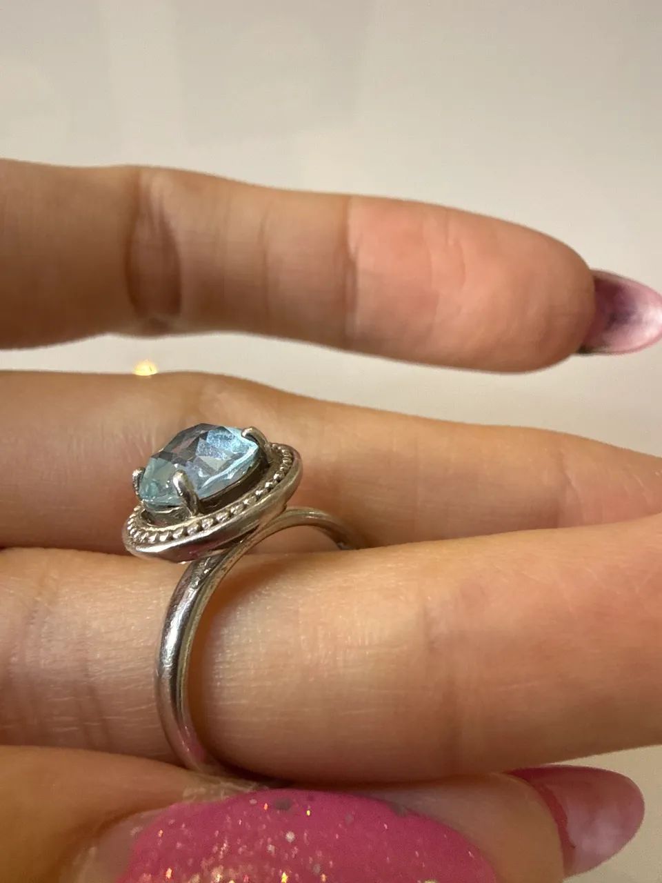 Anel vivara original prata 925 com pedra azul - Foto 4