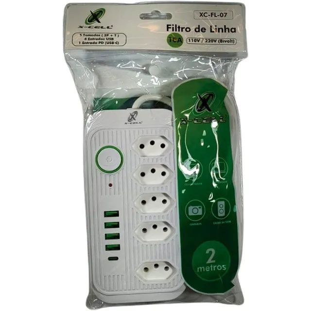 Filtro de Linha 5 Tomadas e USB 10 A 2 m - Flex - Foto 2