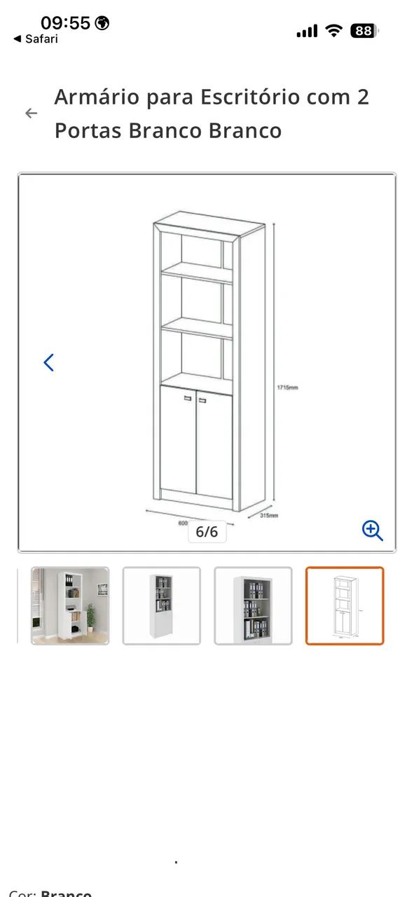 Armário para Escritório com 2 Portas Branco - Foto 3