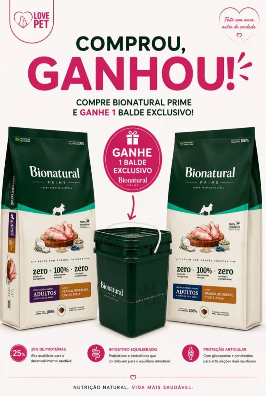 ração Bio Natural com brinde 15kg 