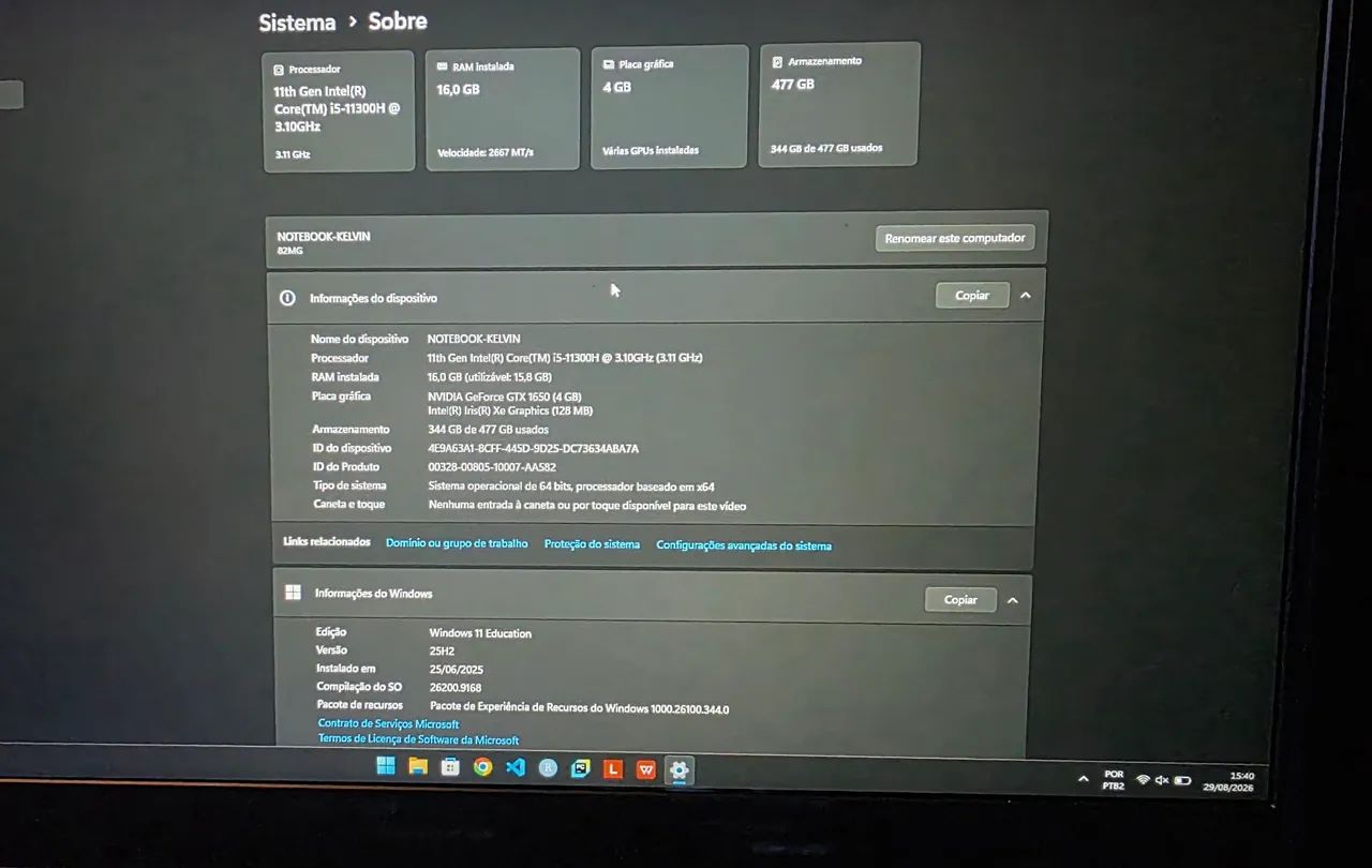 Notebook Gamer Lenovo ideapad gaming 3i