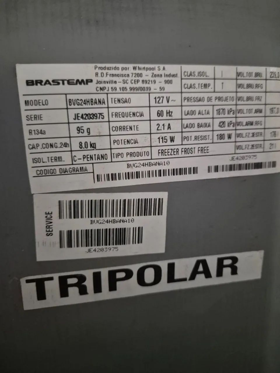 Freezer Vertical Brastemp 1 Porta 197L Usado - Foto 3
