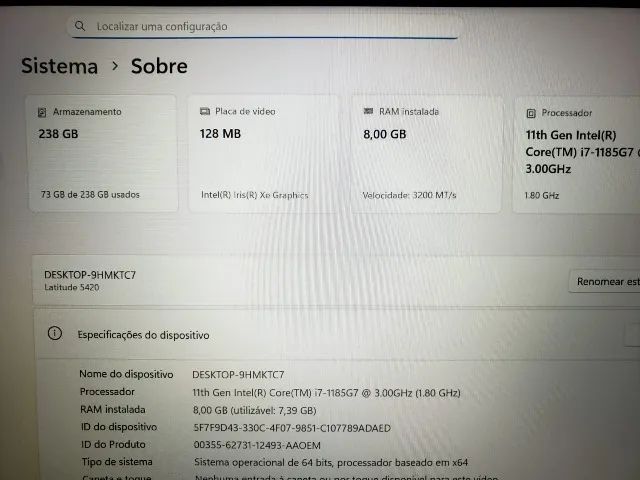 Notebook Dell i7 11° Novinho/ 256Gb SSD/ 8Gb Ram/ Aceito Cartão!!! - Foto 6