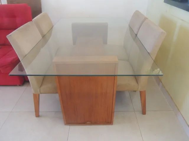 mesa de jantar 4 cadeirras com tampo de vidro - Foto 2