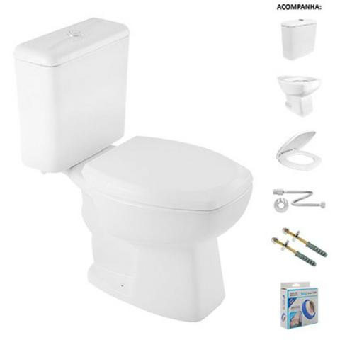 Kit Bacia Com Caixa Acoplada Completo Thema 3/6L Branco Incepa - Foto 3