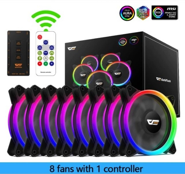 Cooler Fan Aigo Dr12 Pro Rgb D/face 8 Fans +controladora +ir