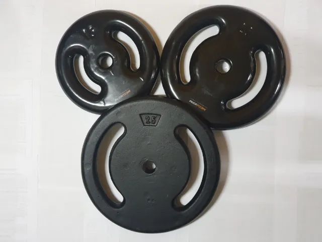 Kit Anilha 15 E 20 Kg Emborrachada + Anilha 25 Ferro Fundido (Novas - Sem Uso) - Foto 4