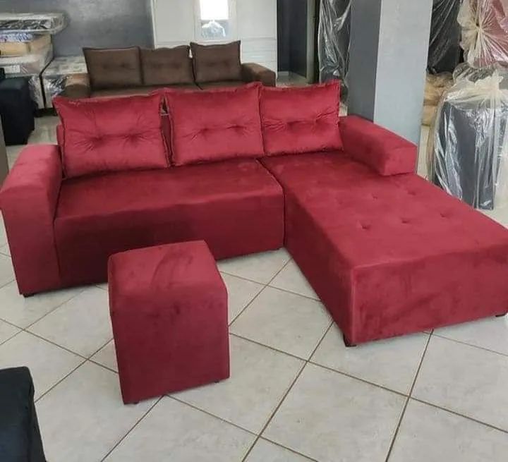 Sofá Chaise no Suede com Puf R$799,99 Entrega Hoje!!! Whatsapp * - Foto 2