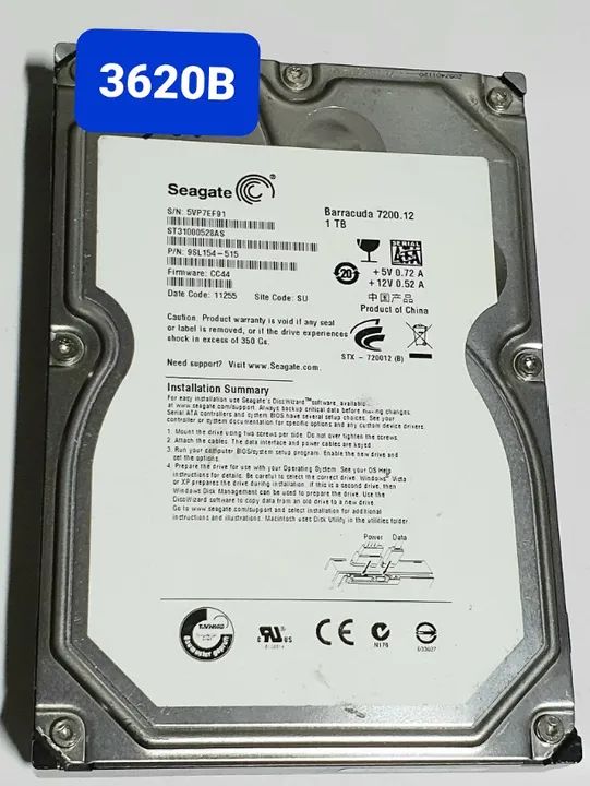 Placa Hd 1 Tb St31000528as - Hd - Fw: Cc44 - Cod: 3620b