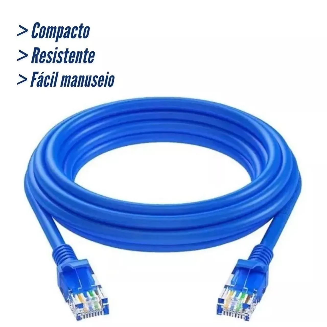 Cabo de Rede Azul Internet Reforçado 10m Pronto para Uso  - Foto 2