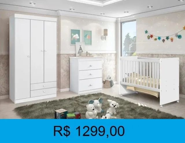 Conjunto de bebe - Berço - comoda e roupeiro - Pronta entrega - Montagem gratis