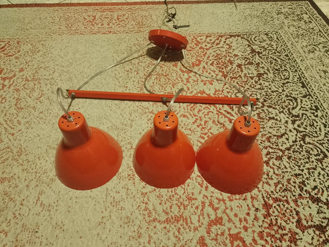 Lustre Pendente 3 Lâmpadas Vermelho